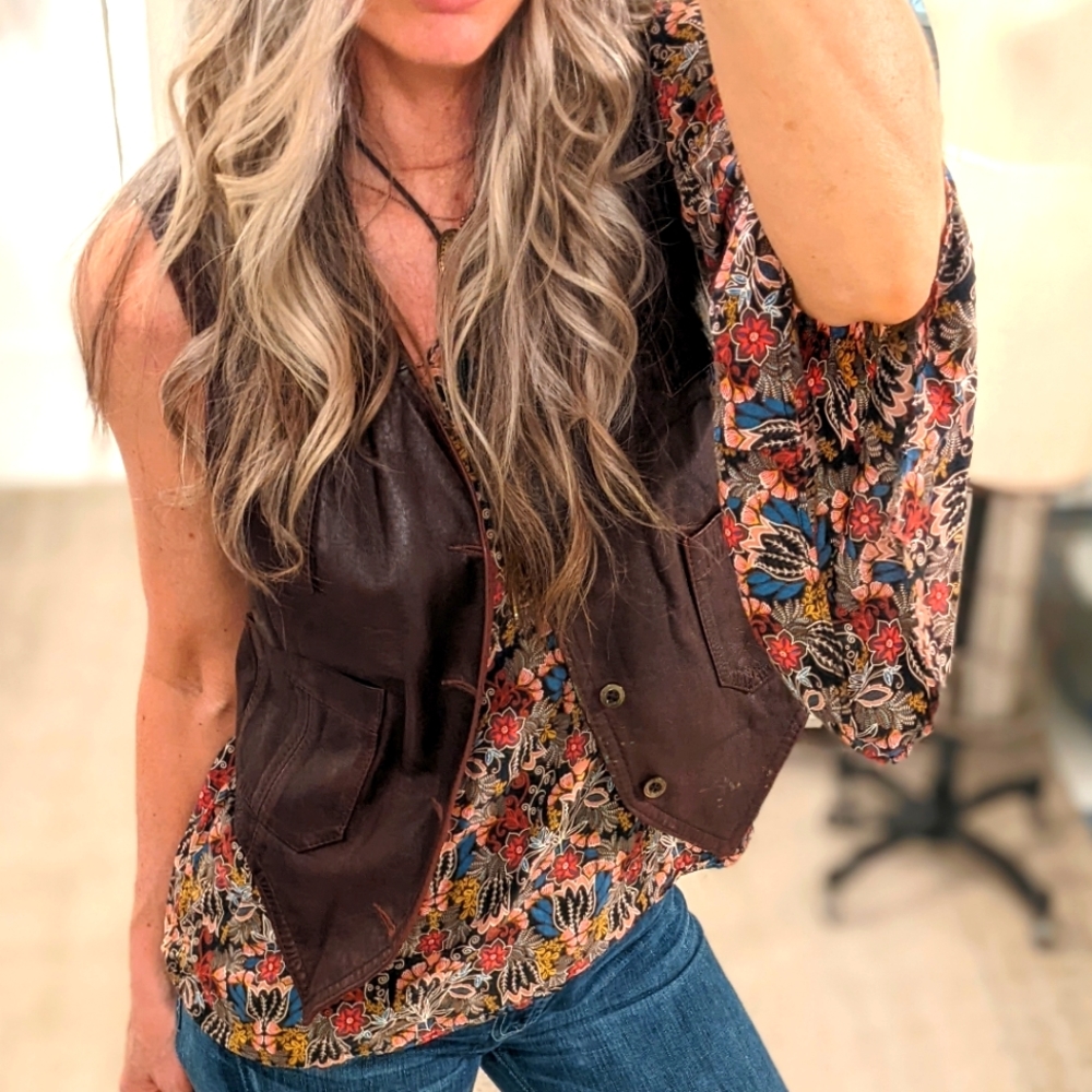 Vintage Chesnut Leather Vest